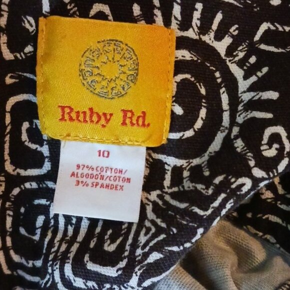 Ruby Rd Jacket Brown Denim Jean Geometric Button Up Womens Size 10 - Picture 6 of 7